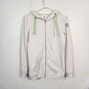 Roxy Sunset Hoodie Full Zip Cream Green Classic Logo Size Small